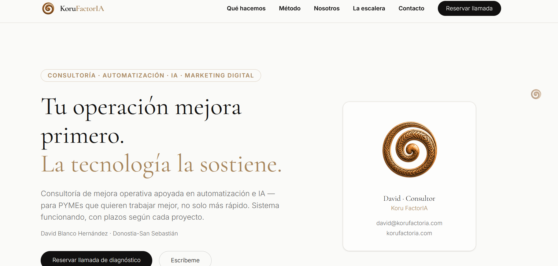 Página de inicio de korufactoria.com